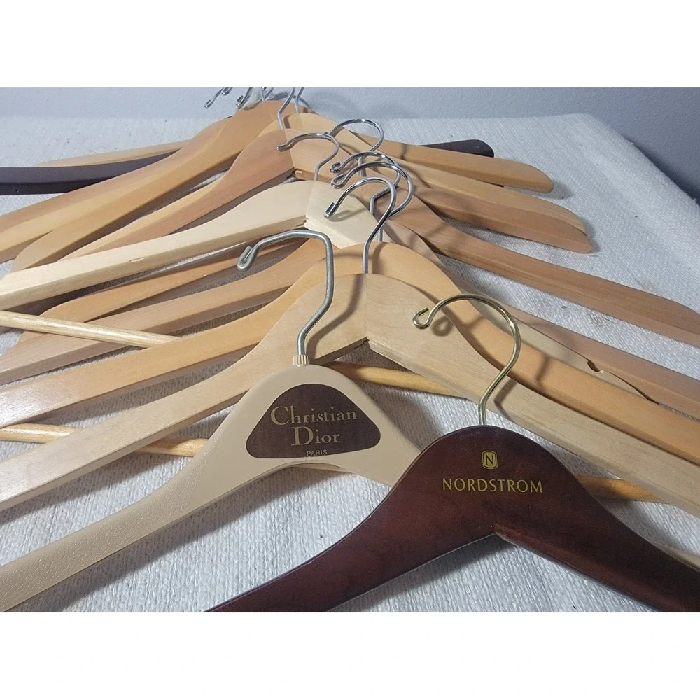 Lot of 14 Clothes Hangers Christian Dior Plastic Nordstrom Wooden Unbranded Mix